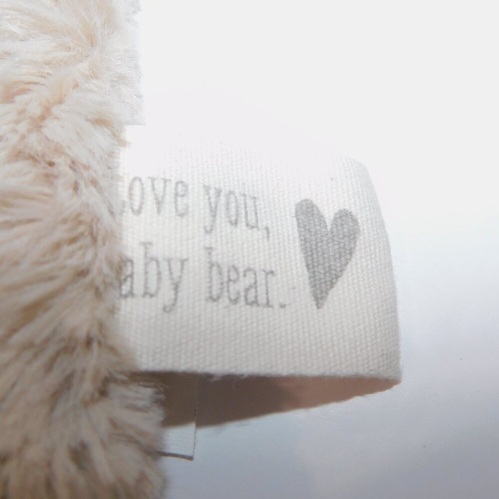 Demdaco Striped Bear Security Blanket Love You Baby Blankie Tan Blue Heart lovey - Picture 4 of 6